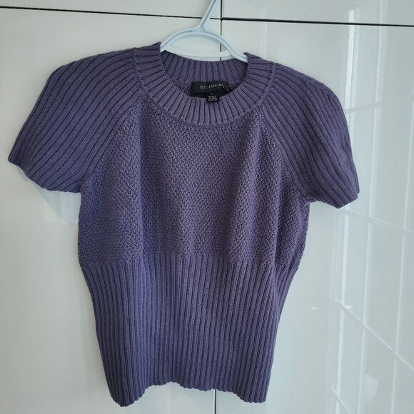 St. John Purple Cap Sleeve Sweater - Picture 1 of 6